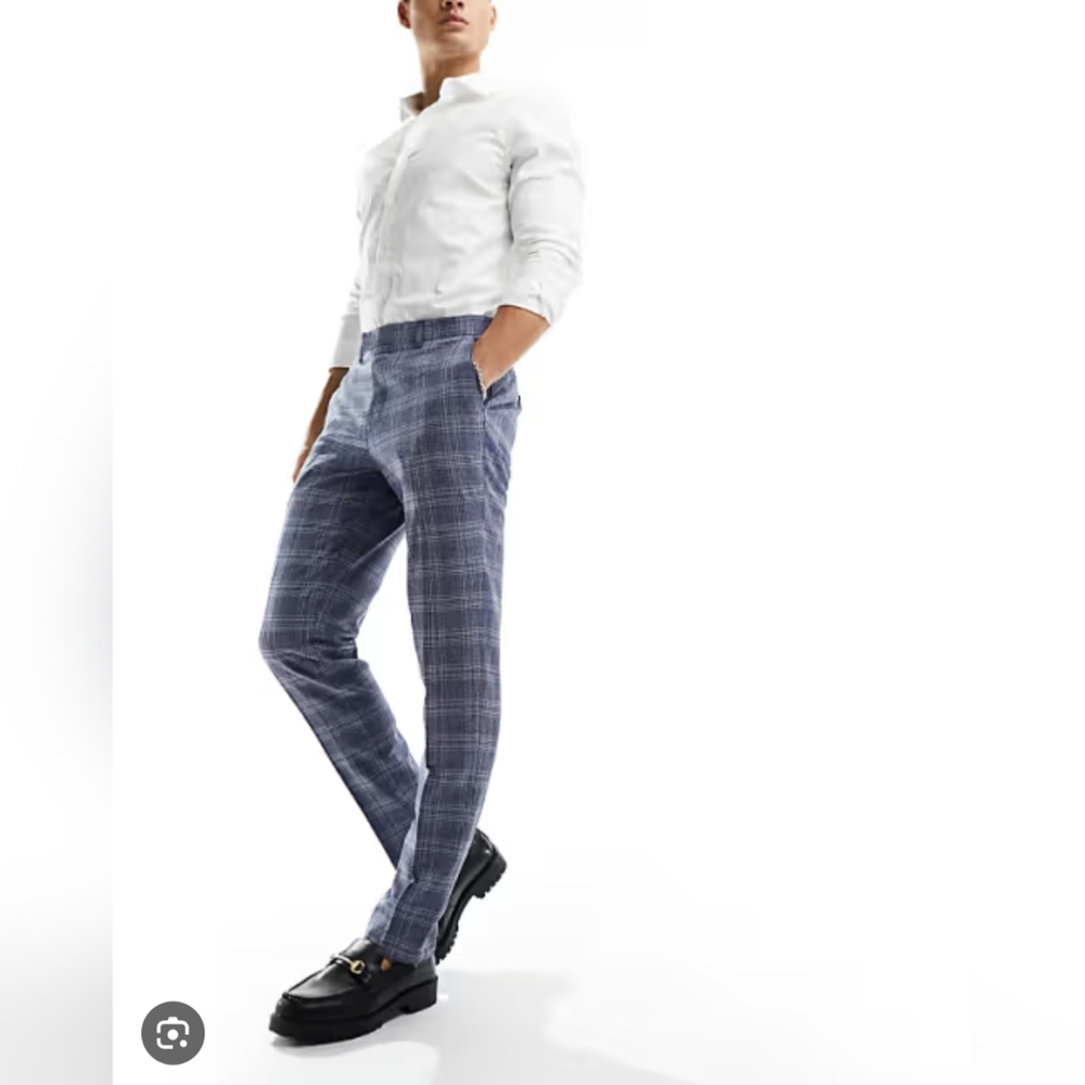 Men's skinny fit blue suit trousers
